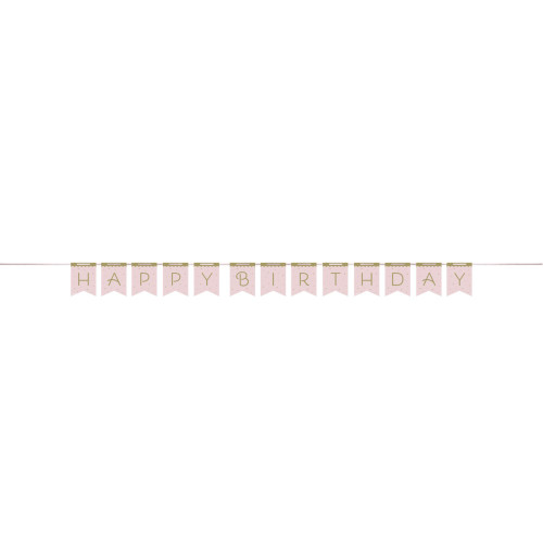 Club Pack of 12 Pink and Beige Stylish Swan Party Banner 84.5" - IMAGE 1