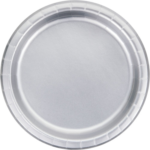 Club Pack of 96 Silver Disposable Dinner Plates 9" - IMAGE 1