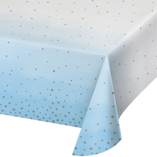 Polka Dot Disposable Party Table Cloth - 8.5' - Blue - Pack of 6 - IMAGE 1