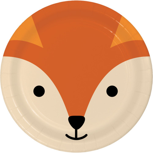 Disposable Fox Face Paper Party Dessert Plates - 7" - Club Pack of 96 - IMAGE 1