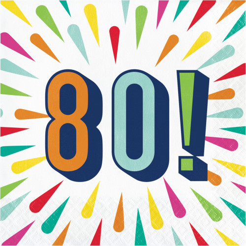 2-Ply 80's Birthday Burst Disposable Luncheon Napkins - 6.5" - Club Pack of 192 - IMAGE 1