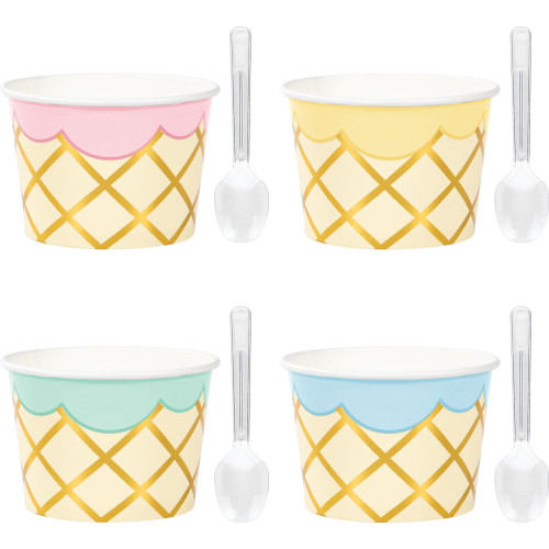 Pastel Celebrations Disposable Round Paper Dessert Cups - 7" - Club Pack of 96 - IMAGE 1