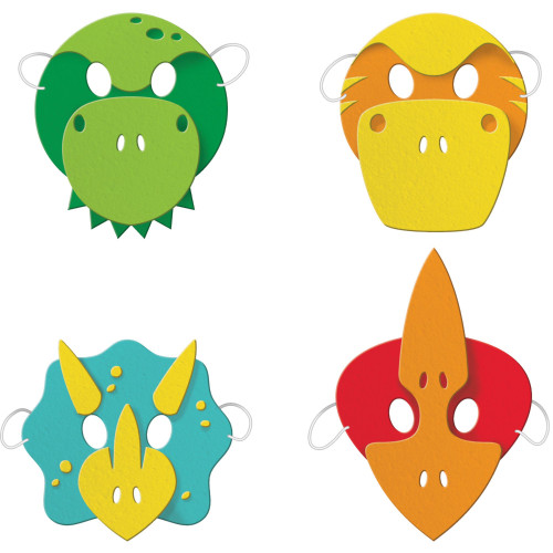 Club Pack of 24 Vibrantly Colored Dinosaur Boy Child Halloween Party Mask 7.25" - IMAGE 1