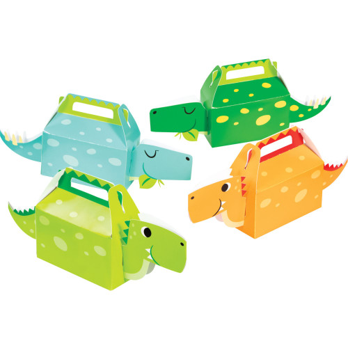 Club Pack of 24 Green and Blue Boy Dinosaur Favor Boxes 12.5" - IMAGE 1