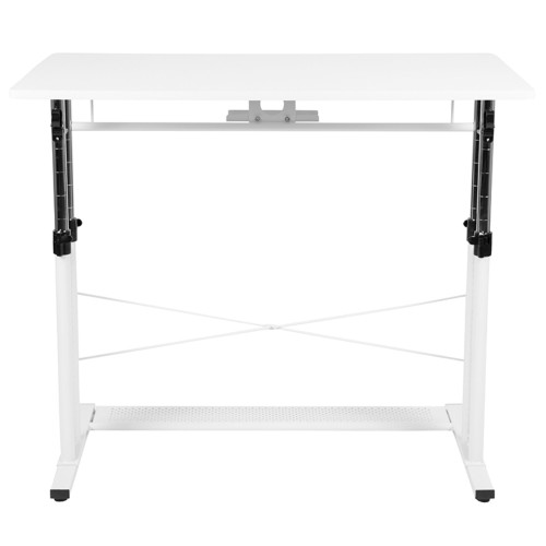 39.25" White and Black Contemporary Height Adjustable Computer Desk - IMAGE 1