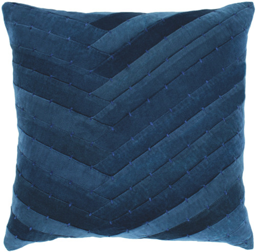 22" Admiral Blue Stitched Square Throw Pillow - Down Filler - IMAGE 1