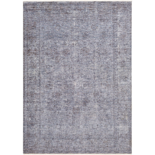 9' x 13' Distressed Blue and Charcoal Gray Rectangular Area Throw Rug - IMAGE 1