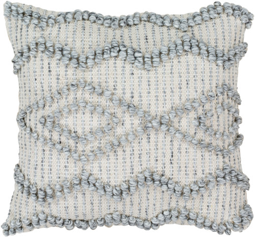 22” Gray and Ivory Knitted Square Throw Pillow Cover - IMAGE 1