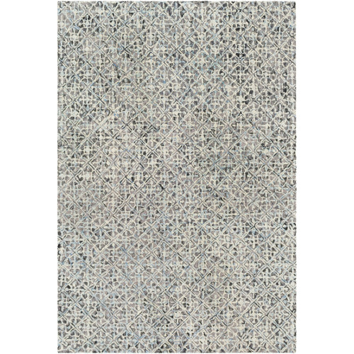 2' x 3' Distressed Geometric Pattern Gray and Ivory Rectangular Hand Tufted Area Rug - IMAGE 1