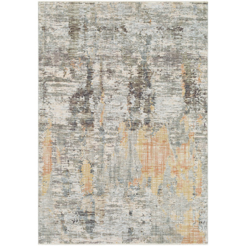 2' x 3'3" Presidential Distressed Gray and Orange Abstract Patterned Polyester Area Rug - IMAGE 1