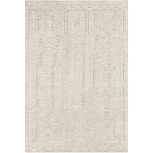 4' x 6' Tribal Patterned Beige and Brown Rectangular Hand Knotted Area Throw Rug - IMAGE 1