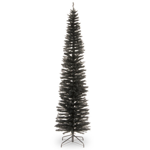 7' Pencil Black Tinsel Artificial Christmas Tree - Unlit - IMAGE 1