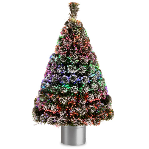 4' Pre-lit Potted Flocked Evergreen Artificial Tabletop Christmas Tree - IMAGE 1