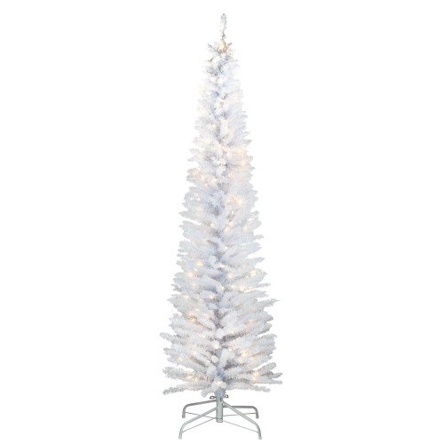 6' Pre-Lit Pencil White Iridescent Tinsel Artificial Christmas Tree, White Lights - IMAGE 1
