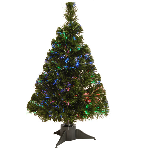 2' Pre-Lit Ice Artificial Fiber Optic Christmas Tree, Multicolor LED Lights - IMAGE 1
