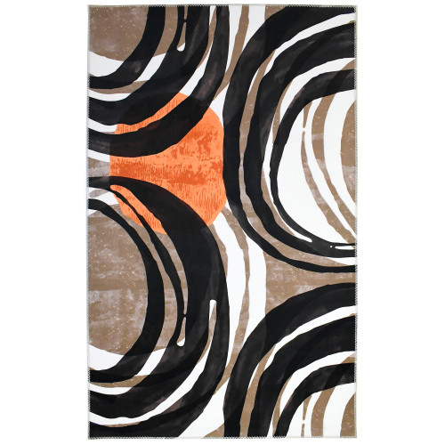 3' x 5' Makeba Black and White Rectangular Area Throw Rug - IMAGE 1