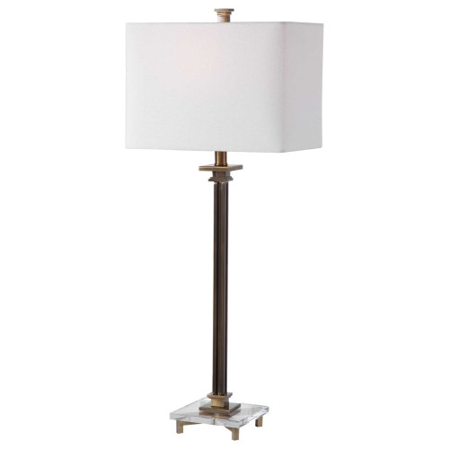 34.25" Traditional Table Lamp with White Brass Drum Shade - IMAGE 1