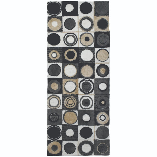 1.75' x 4.5' Carnaby Street White and Black Rectangular Area Throw Rug Runner - IMAGE 1