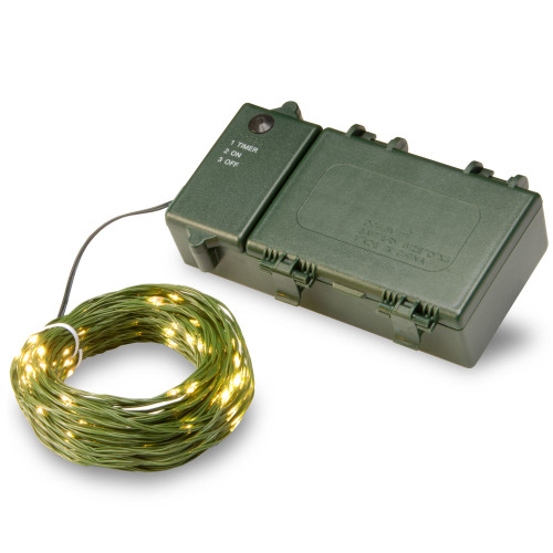 100-Count Warm White LED Mini Christmas Lights, 48 ft Green Wire - IMAGE 1