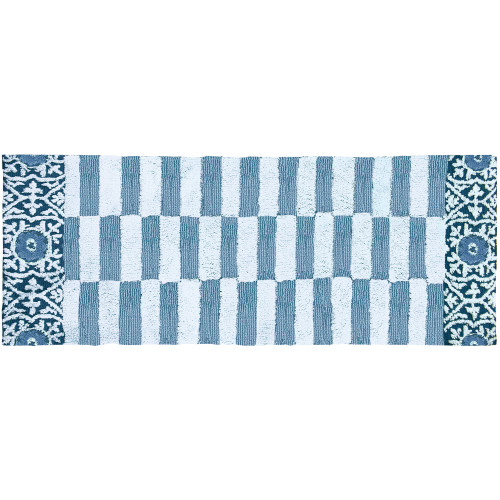 1.7' x 4.5' Subway Tile with Medallion Blue Rectangular Area Throw Rug - IMAGE 1