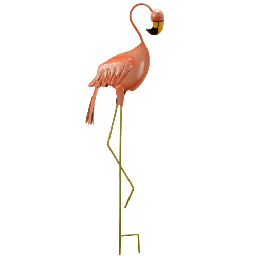 33.5" Pale Pink and Yellow Standing Flamingo Spring Garden Stakes - IMAGE 1