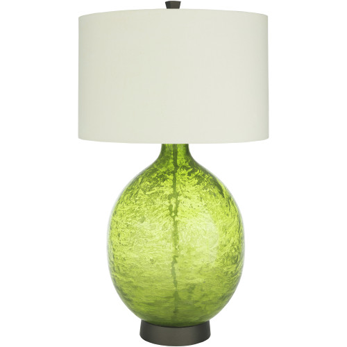 32" Contemporary Style Grass Green Glass Table Lamp with Drum Shade - IMAGE 1