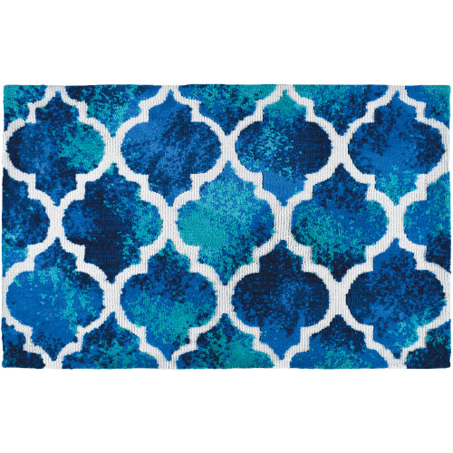 1.75' x 2.75' Mallorca Tiles Blue and Teal Green Rectangular Area Throw Rug - IMAGE 1