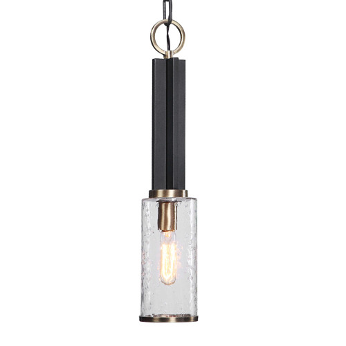 1-Light Meteor Shower Glass Ceiling Pendant - 23.25" - Black and Clear - IMAGE 1