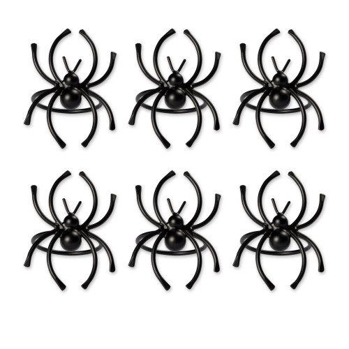 Set of 6 Black Spooky Spider Napkin Rings 1.5" - IMAGE 1