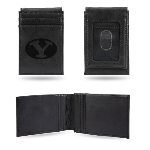 4" Black College BYU Cougars Front Pocket Wallet - IMAGE 1
