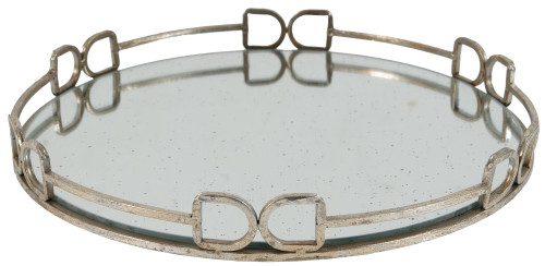 Large Valentina Glass Round Tray - 18" - Silver - IMAGE 1