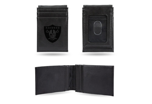 4" Black NFL Oakland Raiders Front Pocket Wallet - IMAGE 1