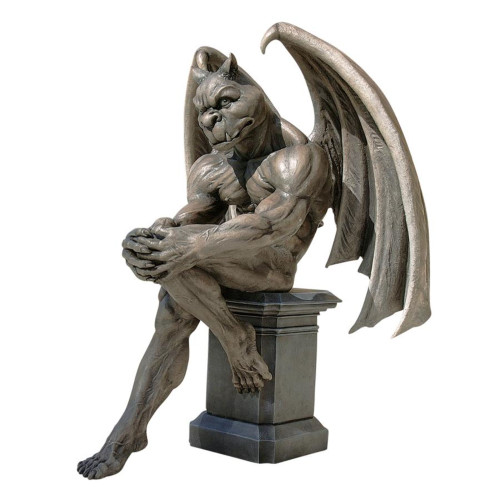 23.5" Socrates the Gargoyle Thinker Outdoor Garden Statue - IMAGE 1