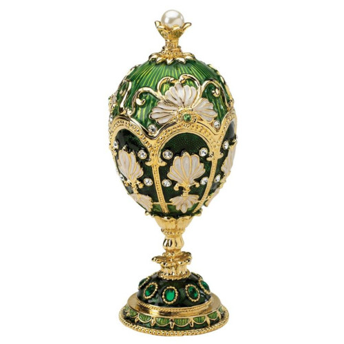 6.5" Green and Gold Contemporary Larissa Enameled Easter Egg - IMAGE 1