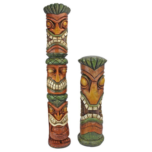 Aloha Hawaii Tiki Sculptures - 21" - Set of 2 - IMAGE 1