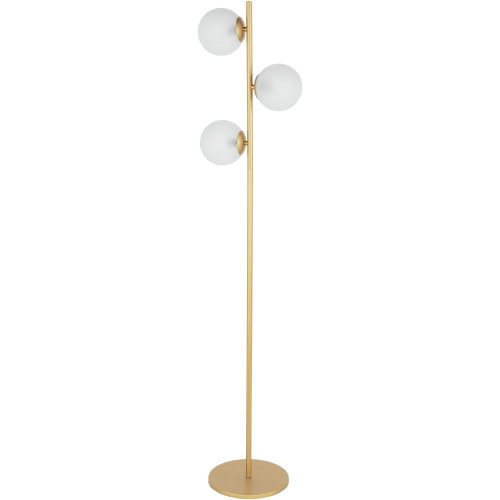 63.5" Metallic Gold Floor Lamp with White Glass Shade - IMAGE 1