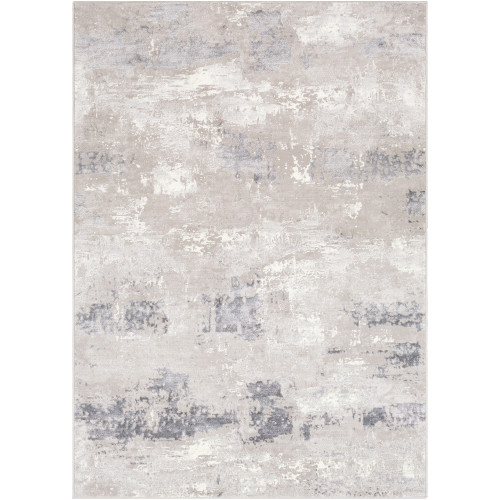 6.5' x 9.5' Distressed Ivory and Brown Rectangular Area Throw Rug - IMAGE 1