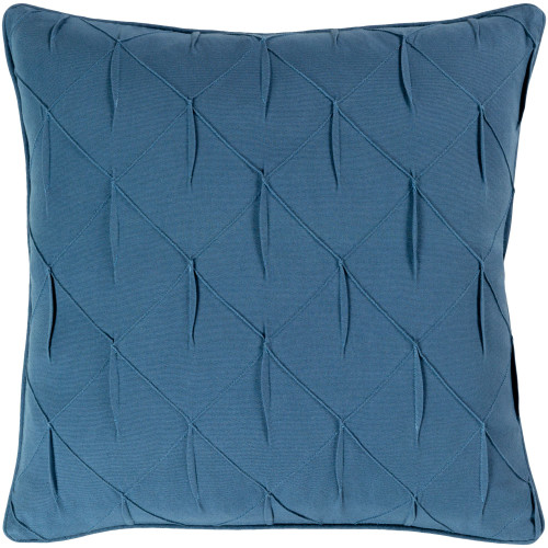 20" Blue Textured Square Woven Throw Pillow Cover with Piping Edge - IMAGE 1