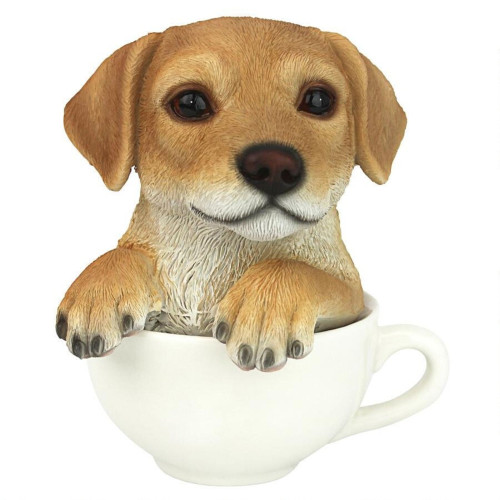 Puppuccino Puppy Yellow Lab Dog Statue - 5" - IMAGE 1