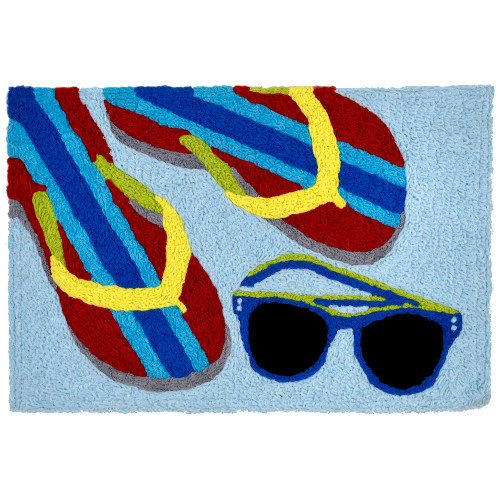 1.6' x 2.5' Mod Beach Accents Blue and Red Rectangular Area Throw Rug - IMAGE 1