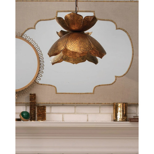 Handcrafted Lotus Hanging Pendant Light with Chain – 20" - Large - IMAGE 1