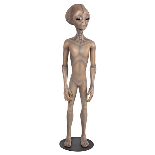48" Beige and Gray Area 51 Extraterrestrial Alien Outdoor Garden Statue - IMAGE 1