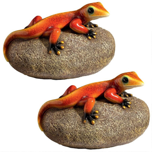 Set of 2 Show Your True Colors Gecko Outdoor Garden Statues 7" - IMAGE 1