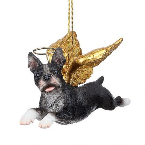 4" Flying Boston Terrier Christmas Ornament - IMAGE 1