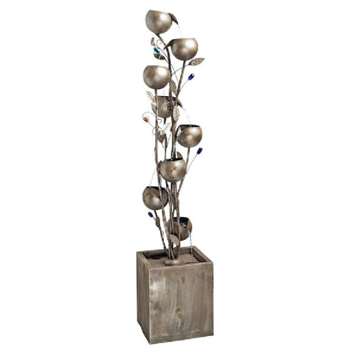 69" Floral Abstract Metal Stylish Tower Fountain - IMAGE 1