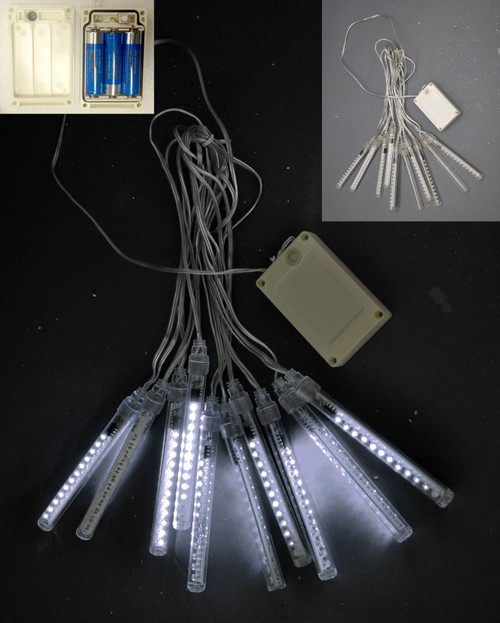 Set of 10 Clear and Black Meteor Mini Tube Light with LED 12" - IMAGE 1