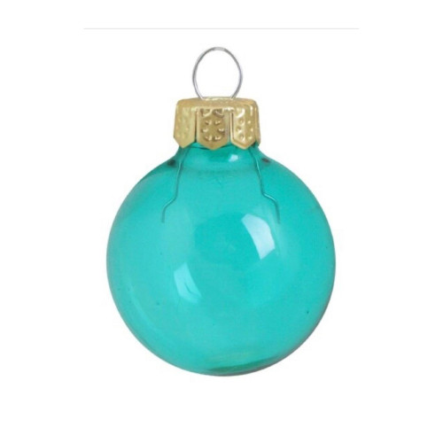 Transparent Finish Glass Christmas Ball Ornaments - 2.75" (70mm) - Turquoise - 12ct - IMAGE 1