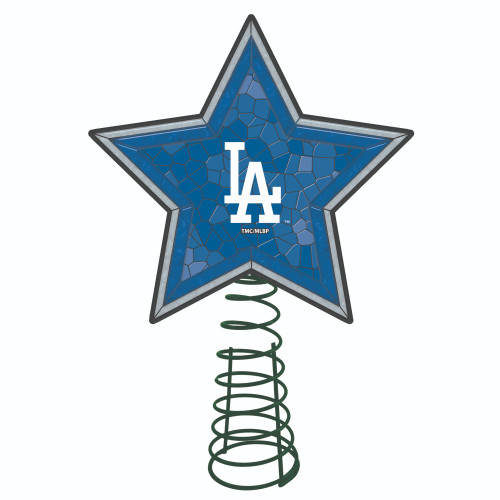 10" Lighted Blue and White Star MLB Los Angeles Dodgers Christmas Tree Topper - IMAGE 1