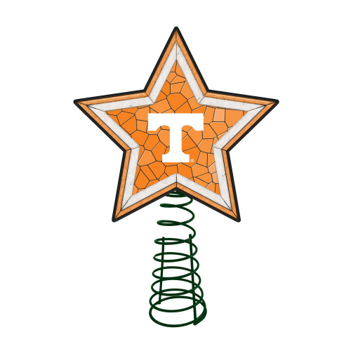 10" Lighted Orange and White Star NCAA Tennessee Volunteers Christmas Tree Topper - IMAGE 1