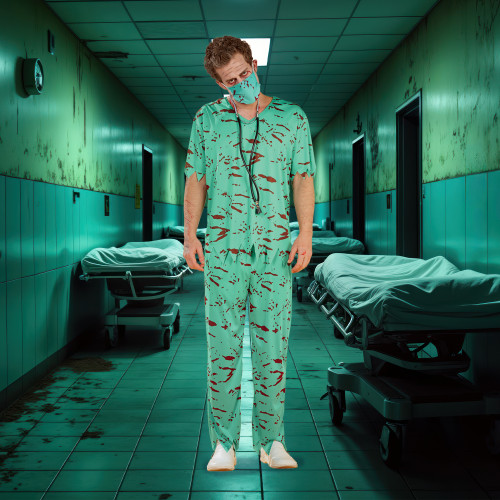 Men's Dead Doctor Bloody Scrubs Adult Halloween Costume - Medium - IMAGE 1